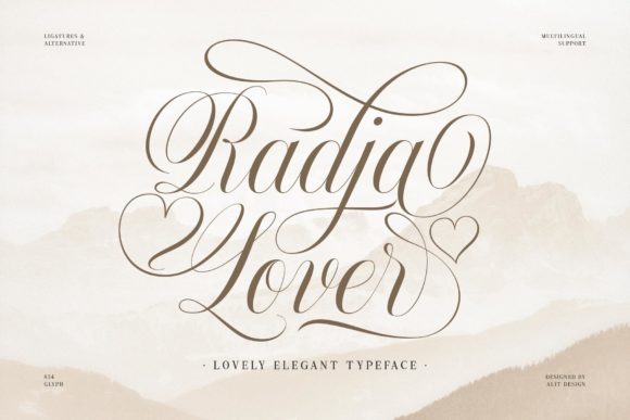 Radja Lover Script: A Modern Font for Elegant Romantic Designs